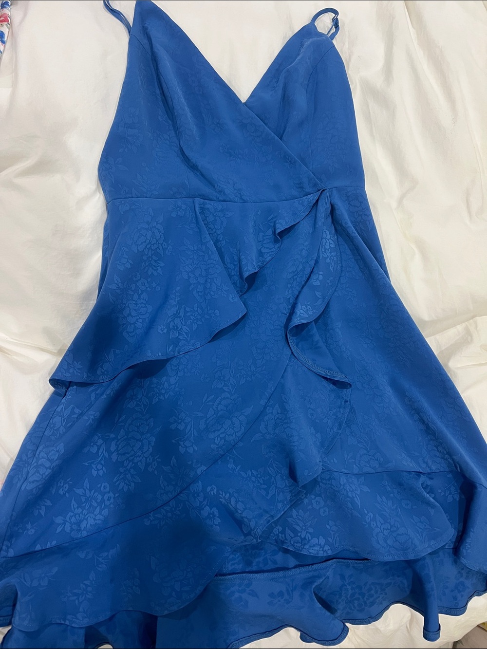 BCBGeneration Royal Blue Ruffle Wrap Mini Dress